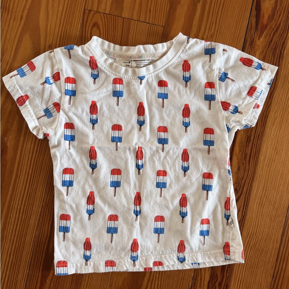 Kids Popsicle Print Tee - White and Red - Picture 1 of 3